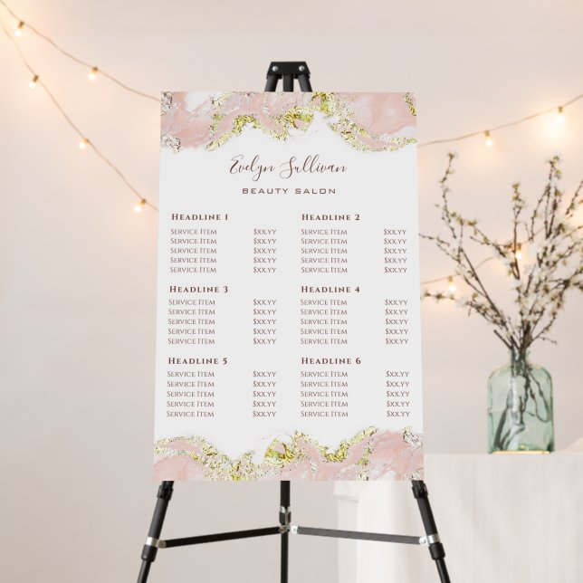 Pink marbling Price list Foam Board (In Situ (Stand))