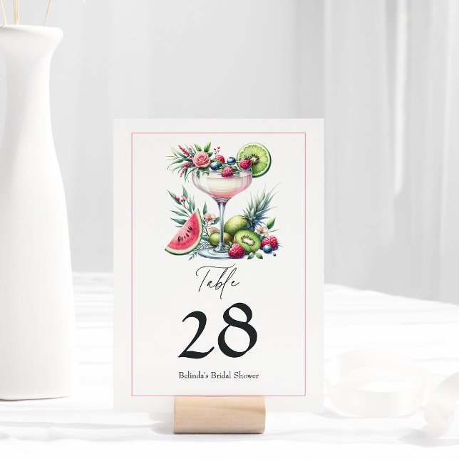 Pink Margarita Bridal Shower Table Number (Pink Margarita Bridal Shower Table Number)