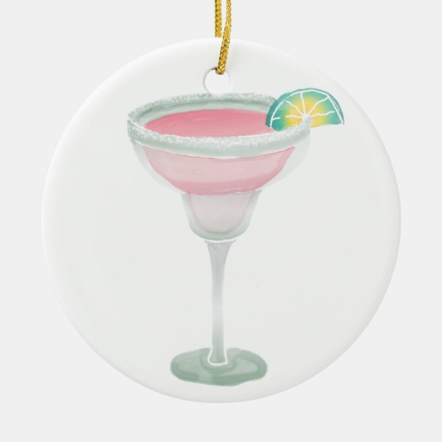 Pink Margarita Ceramic Ornament (Front)