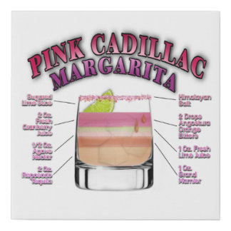 PINK MARGARITA Cocktail Recipe 10"x10" Faux Canvas