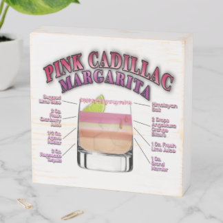 PINK MARGARITA Cocktail Recipe 6"x6" Art Box