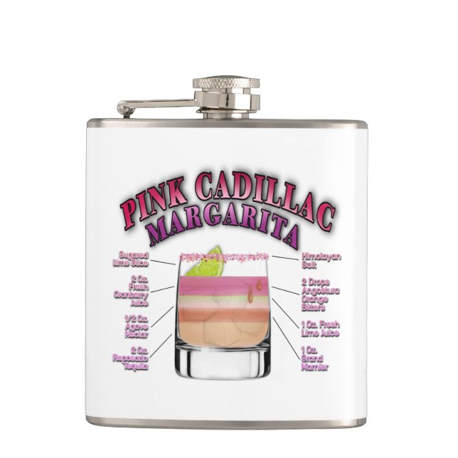 PINK MARGARITA Cocktail Recipe Art Flask (Front)