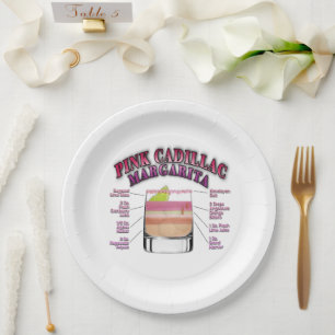 PINK MARGARITA Cocktail Recipe Art Paper Plates