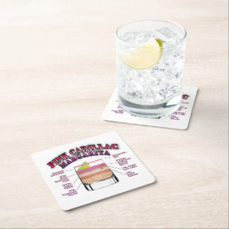 PINK MARGARITA Cocktail Recipe Art Square Paper Coaster