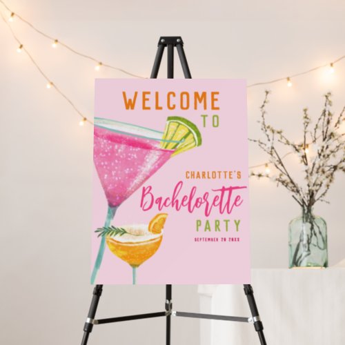 Pink Margarita Custom Bachelorette Party Welcome Foam Board