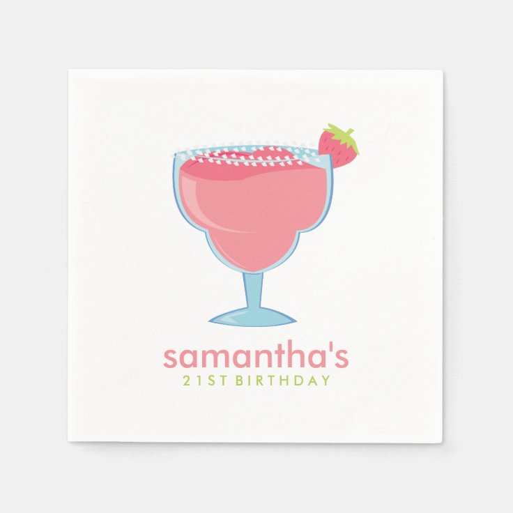 Pink Margarita Drink Summer Party Paper Napkins Zazzle