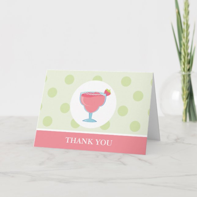 Pink Margarita Glass Thank You Card (Front)