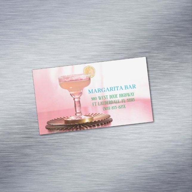 Pink Margarita Lounge & Bar Business Card Magnet (In Situ)