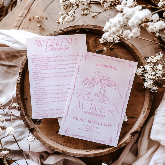 Pink Margs And Matrimony Bachelorette Invitation (Creator Uploaded)
