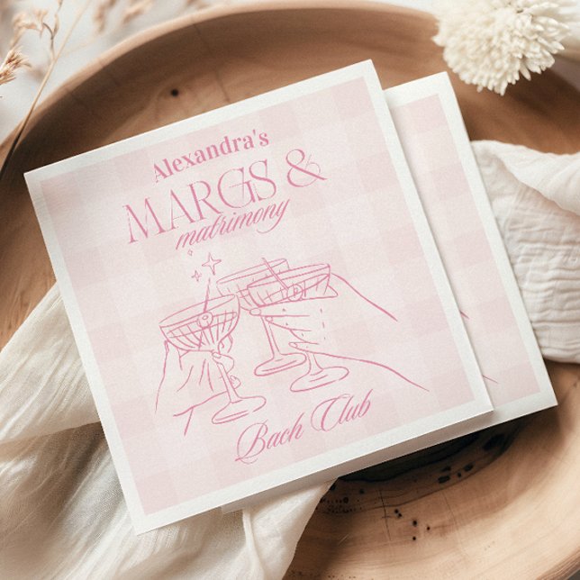 Pink Margs And Matrimony Bachelorette Napkins (Creator Uploaded)