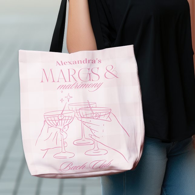 Pink Margs And Matrimony Bachelorette Tote Bag (Creator Uploaded)