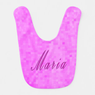 Pink Maria Name Logo, Baby Girl Pink Bib