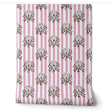 Pink Marigold flowers stripe pattern