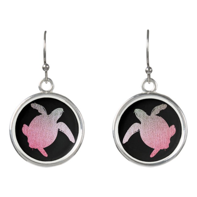 Pink marine turtle earrings (Front)