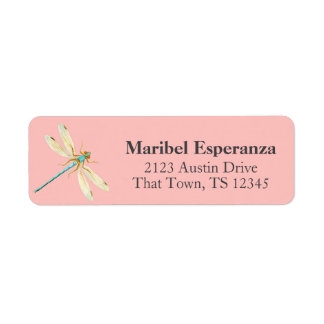 Pink Mariposa Dragonfly Address Label