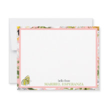 Pink Mariposa Vintage Personalized Flat Card
