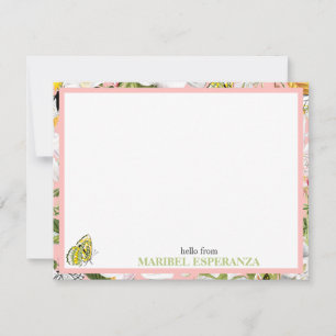 Pink Mariposa Vintage Personalized Flat Card