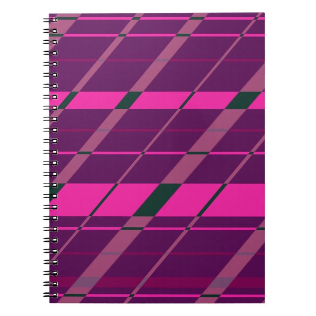 Pink Maroon Black Abstract Geometric Fun Funky Notebook (Front)