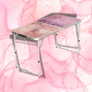 Pink & Maroon Pixel Art   Tailgate  Beer Pong Table