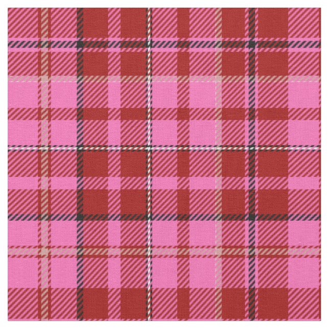 Pink Maroon Plaid Tartan Design  Fabric (Close Up)