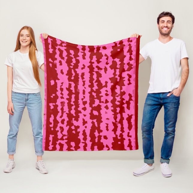 Pink Maroon Red Irregular Abstract Design  Fleece Blanket (In Situ)
