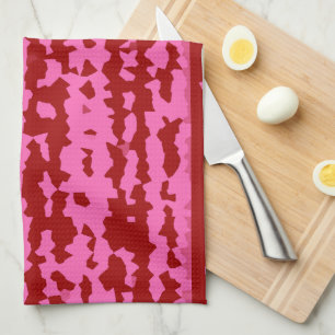 Pink Maroon Red Irregular Abstract Design  Kitchen Towel
