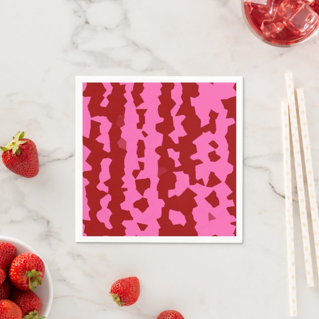 Pink Maroon Red Irregular Abstract Design  Napkins (Insitu)
