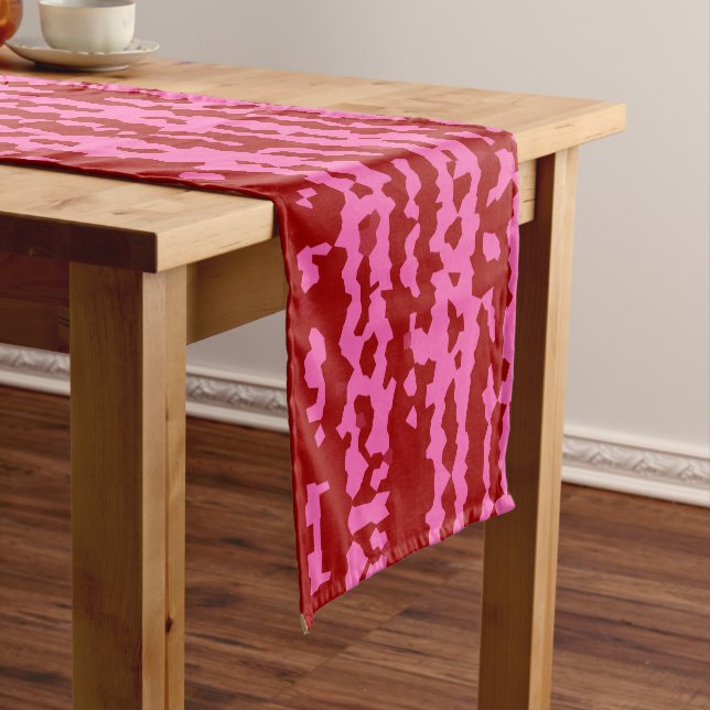 Pink Maroon Red Irregular Abstract Design  Short Table Runner (In Situ)