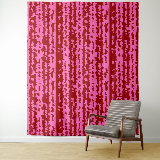 Pink Maroon Red Irregular Abstract Design  Tapestry (In Situ)