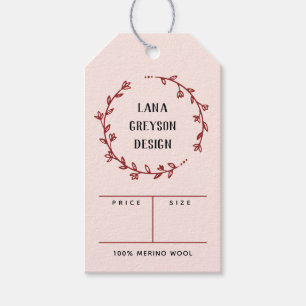 Pink Maroon Wreath Social Media Price Gift Tags