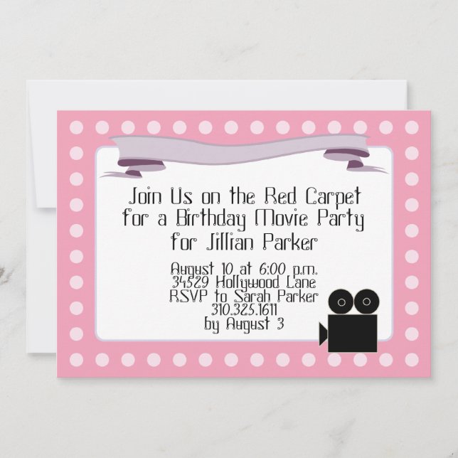 Pink Marquis - Birthday Movie Party Invitations (Front)