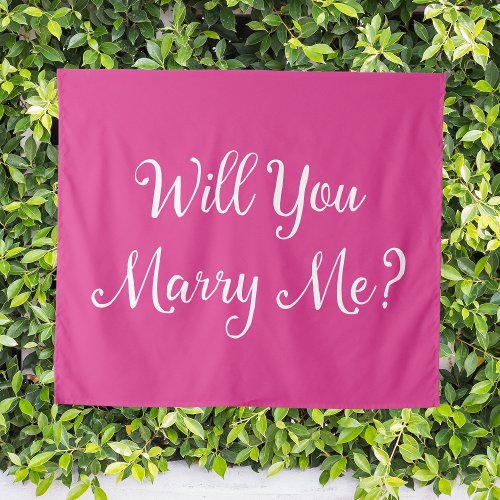 Pink Marriage Proposal Sign Will You Marry Me Tapestry
