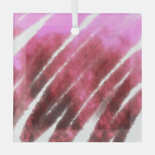 Pink marron watercolor abstract splashes pattern s glass ornament