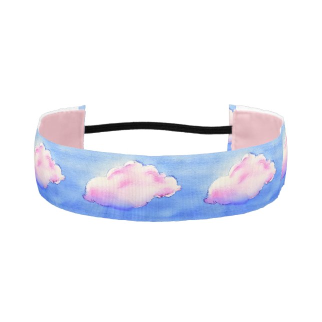 Pink Marshamallow Clouds Non-Slip Headband (Front)