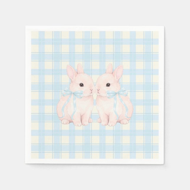 Pink Marshmallow Bunny Rabbits Easter Napkins (Front)