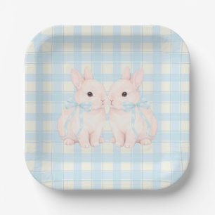 Pink Marshmallow Bunny Rabbits Easter Paper Plates