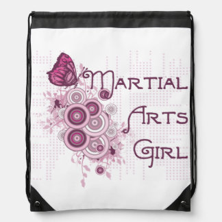 Pink Martial Arts Girl Drawstring Backpack