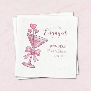 Pink Martini A Tini Bit Engaged Bridal Shower Napkins