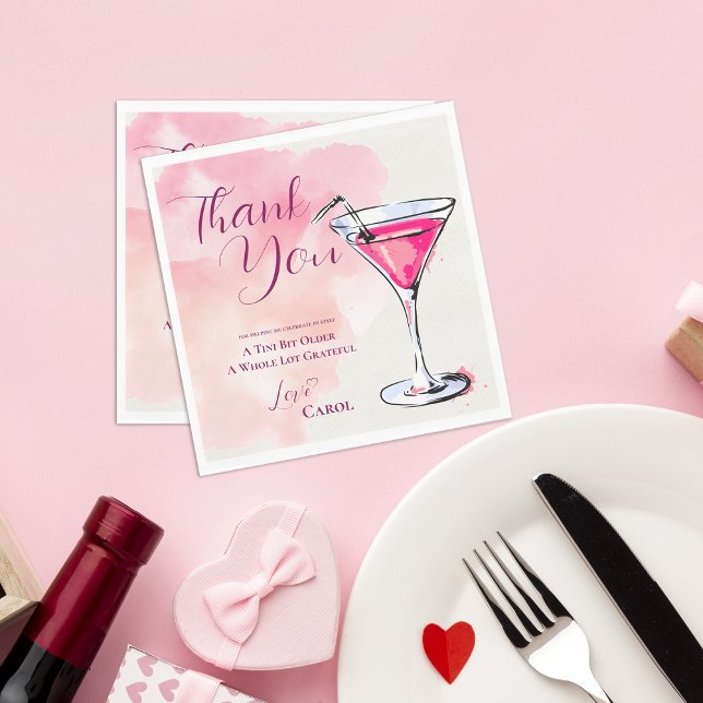 Pink Martini A Tini Bit Older Birthday Party Paper Napkins (Pink Martini A Tini Bit Older Birthday Party Paper Napkins)