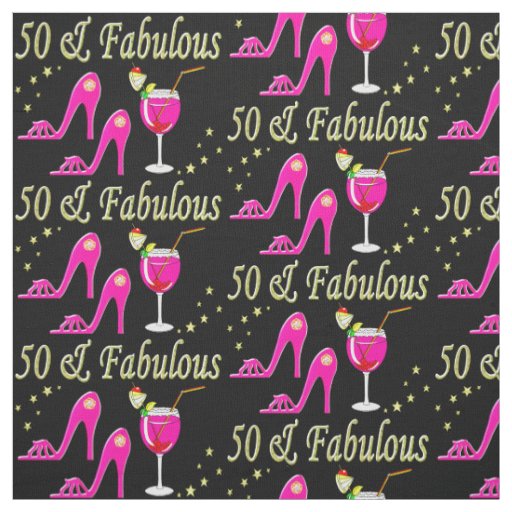 PINK MARTINI AND HIGH HEEL 50TH BIRTHDAY FABRIC