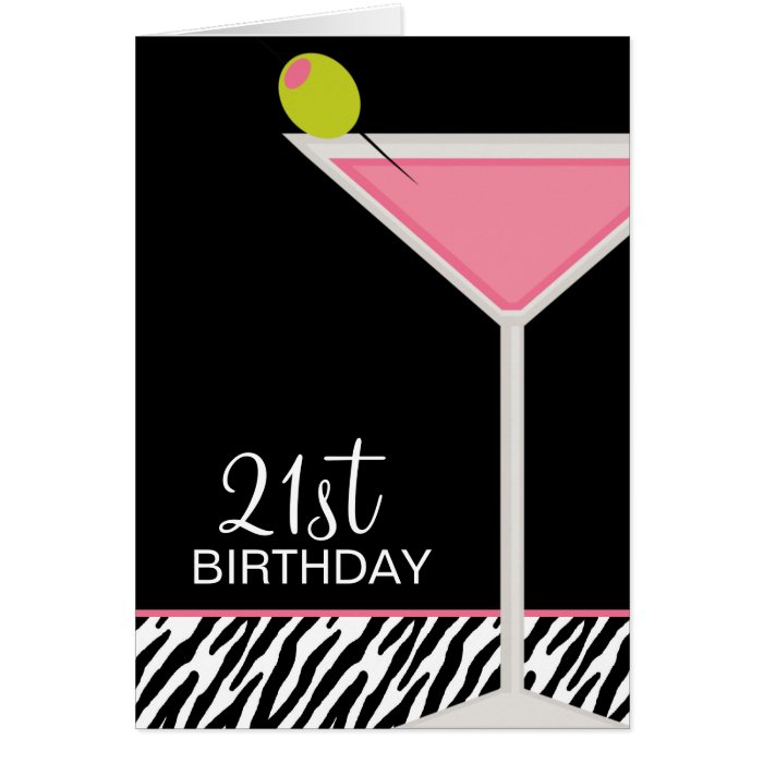 Pink Martini and Zebra Pattern Greeting Card