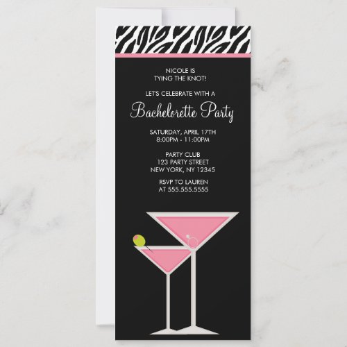 Pink Martini and Zebra Pattern Invitation