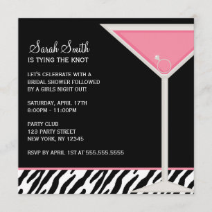 Pink Martini and Zebra Pattern Invitation