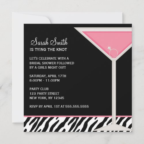 Pink Martini and Zebra Pattern Invitation