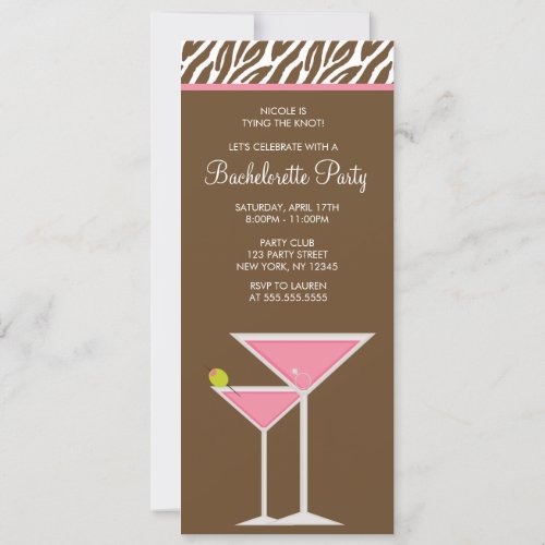 Pink Martini Bachelorette Party Invitation