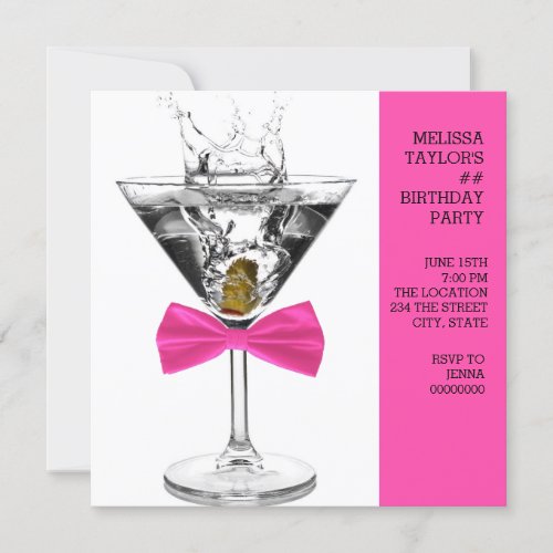 Pink Martini Birthday Party Invitation