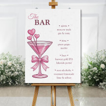 Pink Martini Bridal Shower Bar Menu Sign | Cocktai