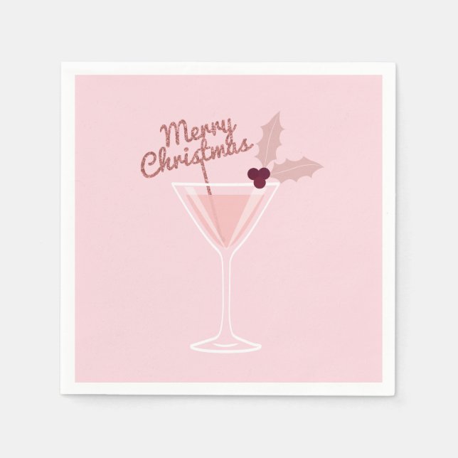 Pink Martini Christmas Napkins (Front)