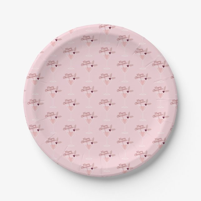 Pink Martini Christmas Paper Plates (Front)