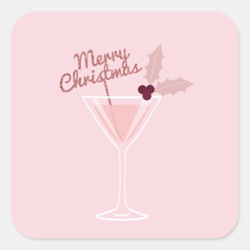 Pink Martini Christmas Square Sticker